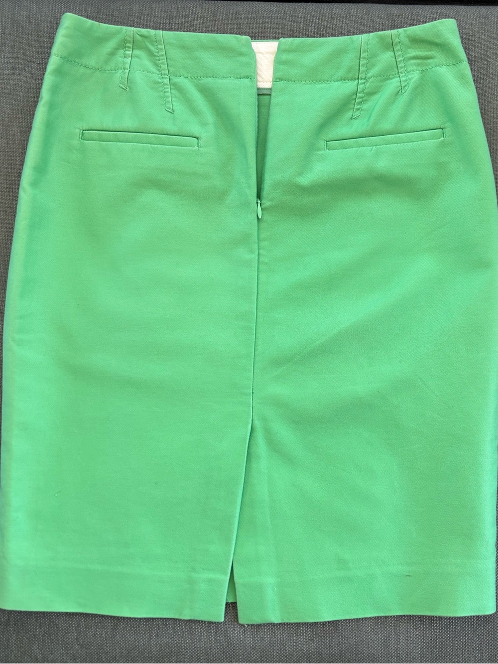 J. Crew Green Pencil Skirt with Light Blue/White Gingham Shorts - Picture 8 of 10